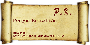 Porges Krisztián névjegykártya