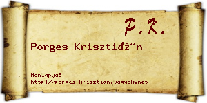 Porges Krisztián névjegykártya